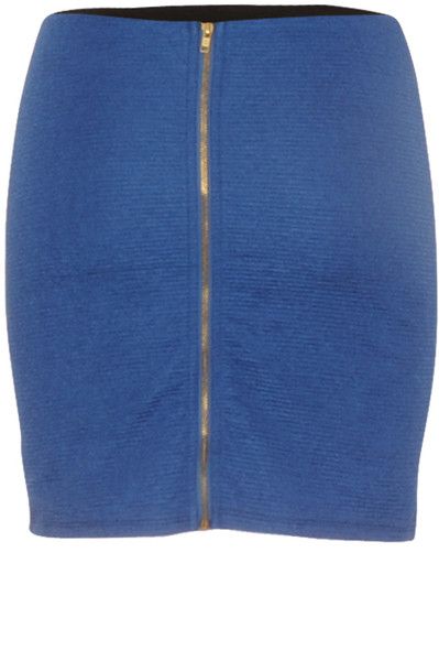 Belle jupe tulipe Bleu rOyal avec fermeture dorée.